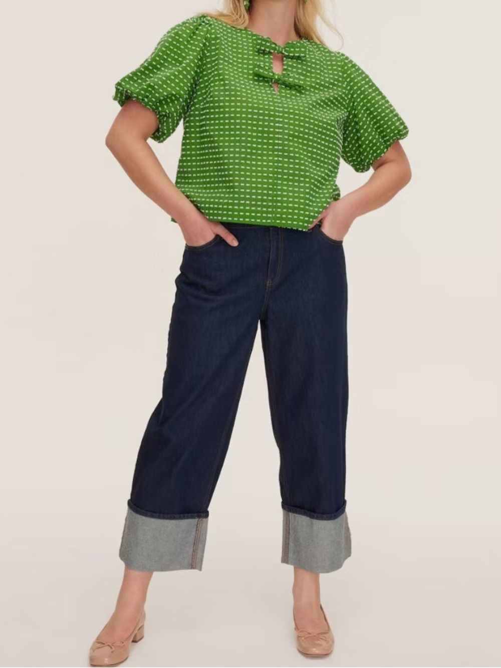 Kate spade new york - Women's High-Rise Straight Leg Wide Cuff Dark Rinse Jeans - Picture 5 of 5